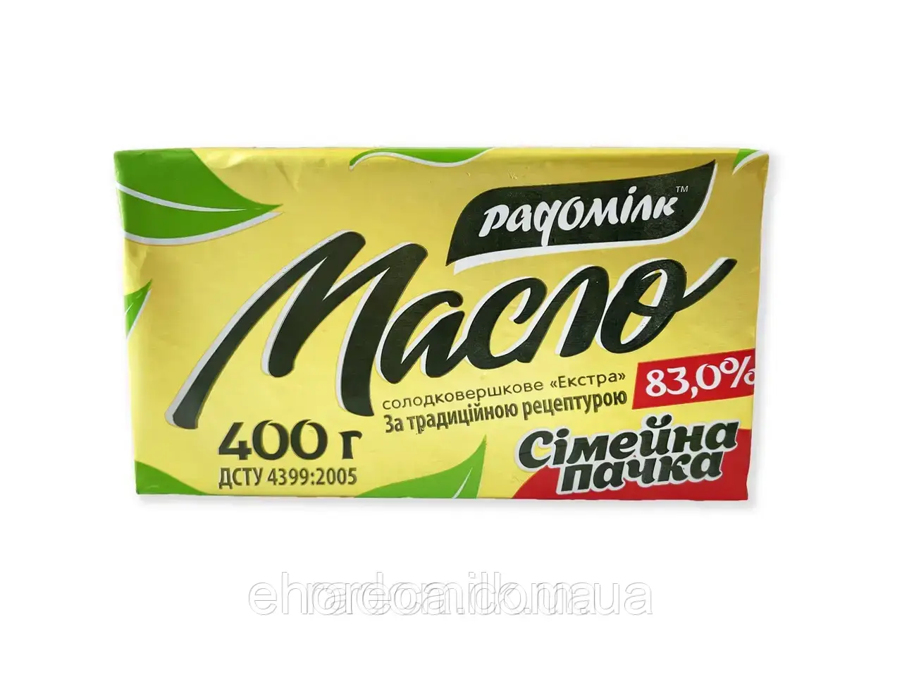 Масло солодковершкове ДСТУ 83% жирності 400г ТМ "Радомілк"